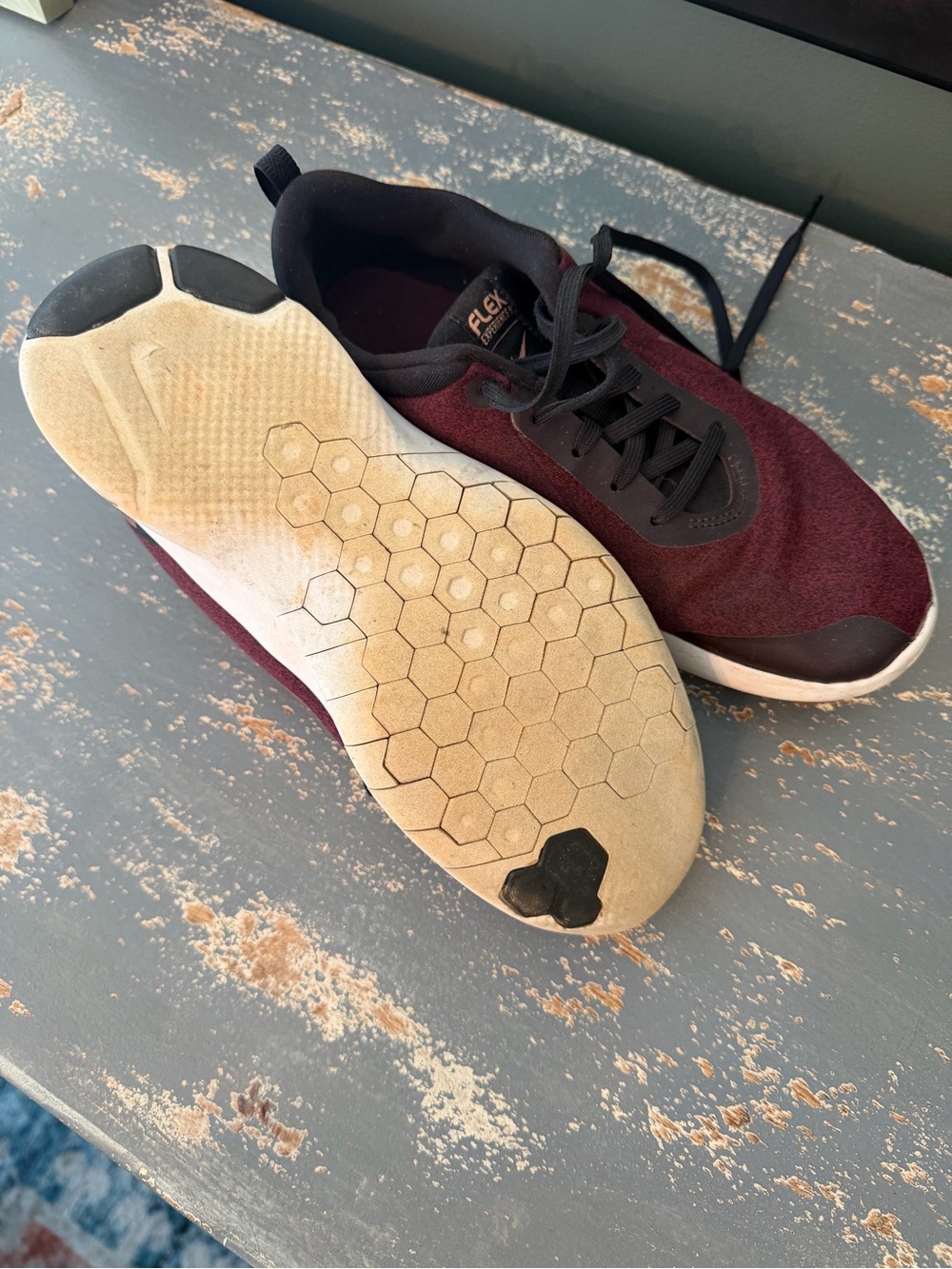 Nike Burgundy and Black Athletic Sneakers with White Swoosh - Picture 3 of 4